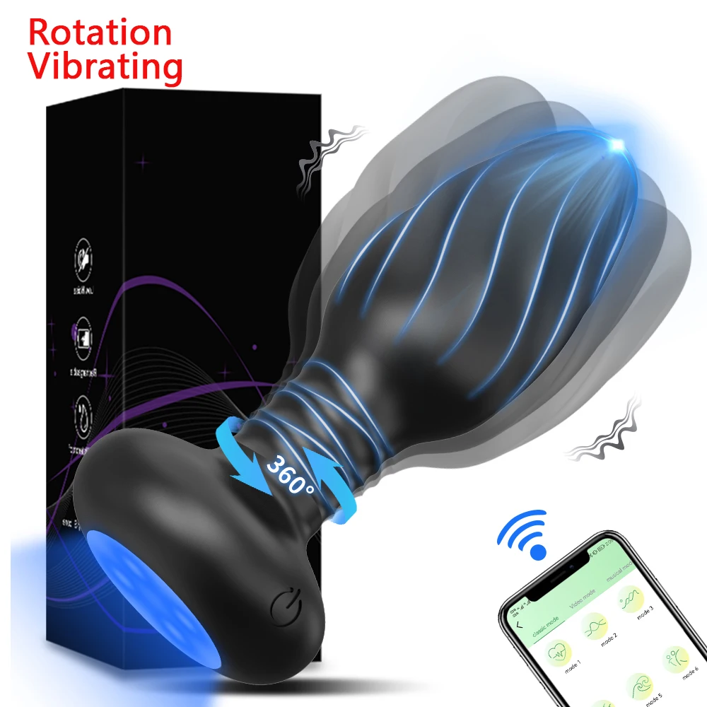 Plug anal LED com Vibraçāo e Rotaçāo